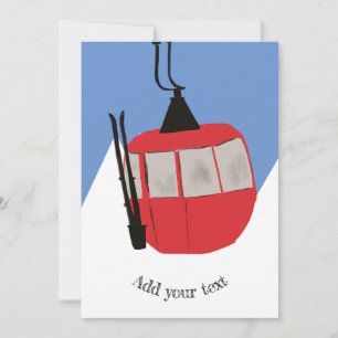 Tarjeta Festiva Ilustracion de montaña de Nieve para esquiar con e