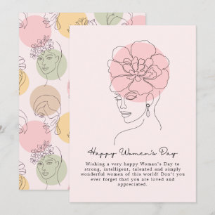 Tarjeta Festiva Ilustración de mujer floral boho, Feliz Día de la 