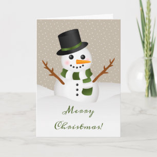 Tarjeta Festiva Ilustración de muñeco de nieve adorable personaliz