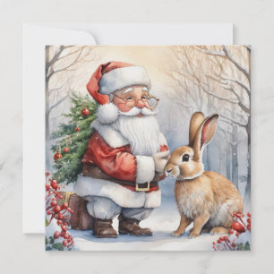 Tarjeta Festiva Ilustracion de Naturaleza de los navidades Santa y