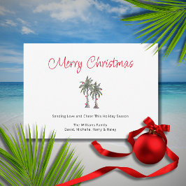 Tarjeta Festiva Ilustracion de Navidades de Playa Tropical Palm Tr