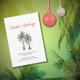 Tarjeta Festiva Ilustracion de Navidades de Playa Tropical Palm Tr