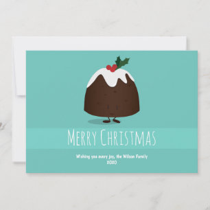 Tarjeta Festiva Ilustración de Navidades sonrientes blancos Verde 