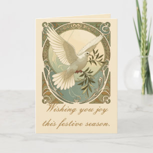 Tarjeta Festiva Ilustración de paloma estilizada Art Nouveau de Na