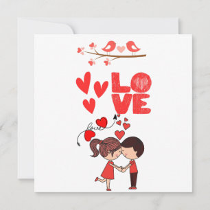 Tarjeta Festiva Ilustración de Pareja de Amor Adorable con Corazon