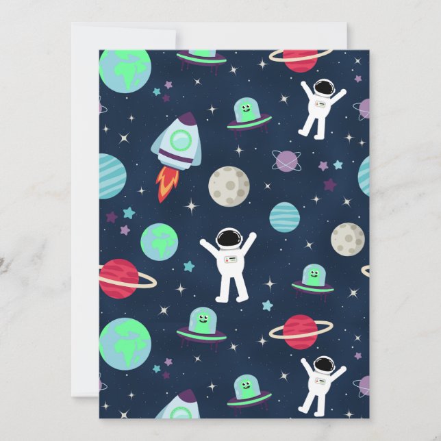 Tarjeta Festiva Ilustracion de patrón de espacio (Anverso)