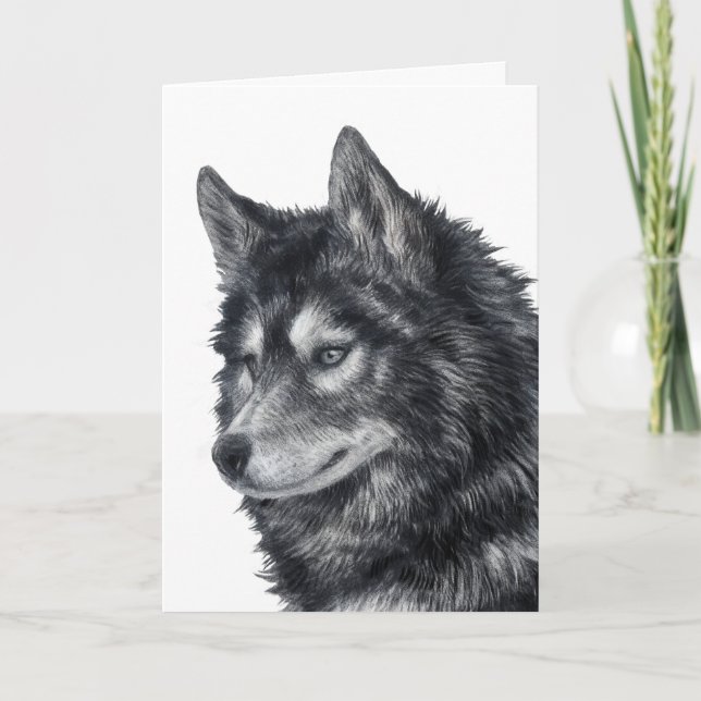 Tarjeta Festiva Ilustracion de perro de Balto (Anverso)