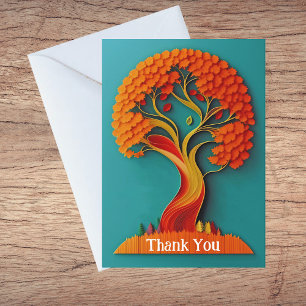Tarjeta Festiva Ilustración de Quilling de Árbol de Naranja de Oto