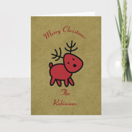 Tarjeta Festiva Ilustracion de renos de Navidades rojos