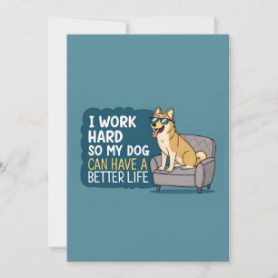 Tarjeta Festiva Ilustración de sofá con cita divertida de perro Sh