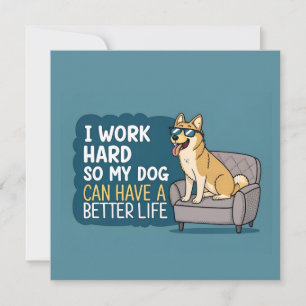 Tarjeta Festiva Ilustración de sofá con cita divertida de perro Sh