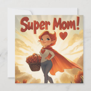 Tarjeta Festiva Ilustración de Super Mamá