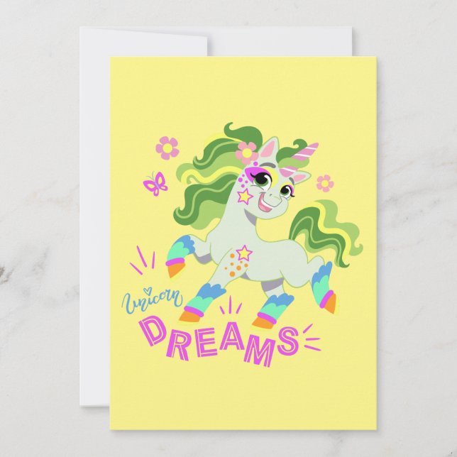 Tarjeta Festiva Ilustracion de unicornio cutáneo #2 (Anverso)