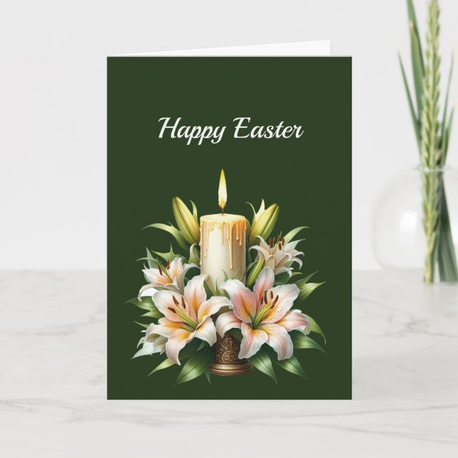 Tarjeta Festiva Ilustracion de velas de Semana Santa Lilies (Anverso)