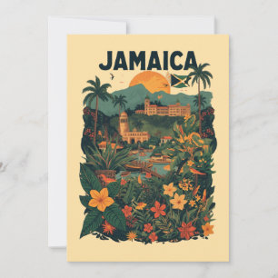 Tarjeta Festiva Ilustración de viaje a Jamaica de estilo vintage