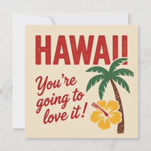 Tarjeta Festiva Ilustración de viaje de las Islas Hawaianas Retro