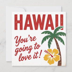 Tarjeta Festiva Ilustración de viaje de las Islas Hawaianas Retro