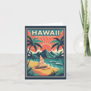 Tarjeta Festiva Ilustración de viaje de las Islas Hawaianas Retro