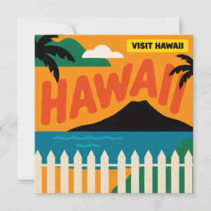 Tarjeta Festiva Ilustración de viaje de las Islas Hawaianas Retro
