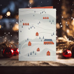 Tarjeta Festiva Ilustración de Winter Village<br><div class="desc">Ilustracion en la ladera del pueblo invernal con texto dentro y opción de foto. Personalizar el diseño para eliminar la plantilla que no necesita.</div>