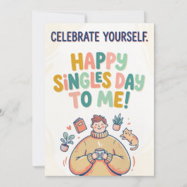 Tarjeta Festiva Ilustración del Día de los Solteros Celebra a Ti M