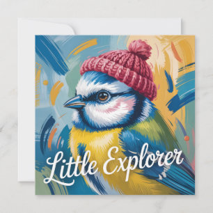 Tarjeta Festiva Ilustración del herrerillo común "Pequeño Explorad