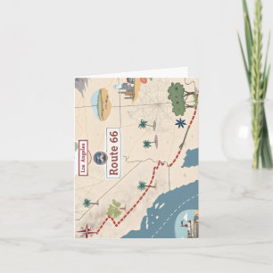 Tarjeta Festiva Ilustración del mapa de viaje vintage de la Ruta 6