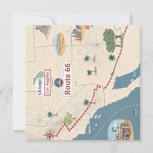 Tarjeta Festiva Ilustración del mapa de viaje vintage de la Ruta 6