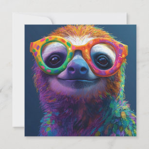 Tarjeta Festiva Ilustracion divertidísimo colorido con lentes