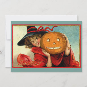 Tarjeta Festiva Ilustracion divertido de Halloween Vintage