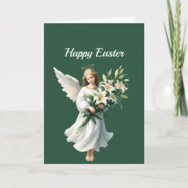 Tarjeta Festiva Ilustracion Easter Angel Lilies