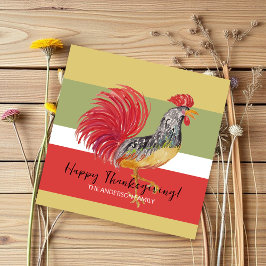 Tarjeta Festiva Ilustración en acuarela de Gallo Rojo
