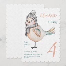 Tarjeta Festiva Ilustración en Acuarela de Gorrión Invernal Adorab