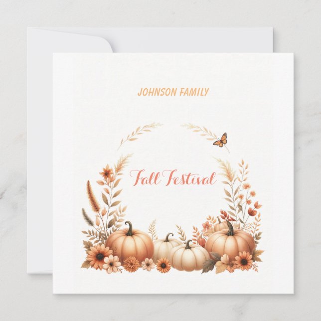 Tarjeta Festiva Ilustración en acuarela Festival de Otoño (Anverso)