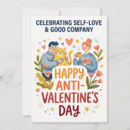 Tarjeta Festiva Ilustración Feliz del Día Anti San Valentín