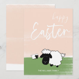 Tarjeta Festiva Ilustración Feliz Pascua Ovejas Felices