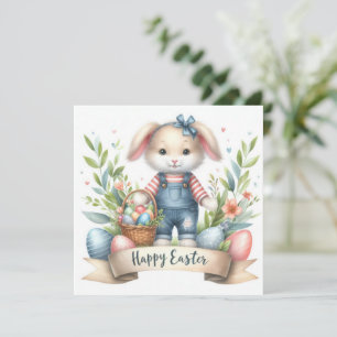 Tarjeta Festiva Ilustracion Festividad Cesta de Pascua