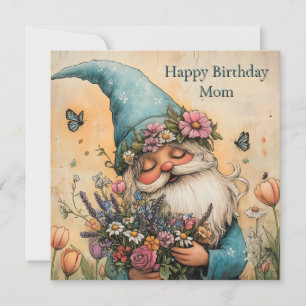 Tarjeta Festiva Ilustracion Gnome de flor de personalizable