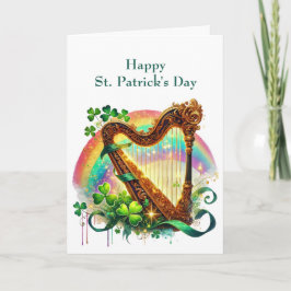 Tarjeta Festiva Ilustracion Harp del Día de San Patricio