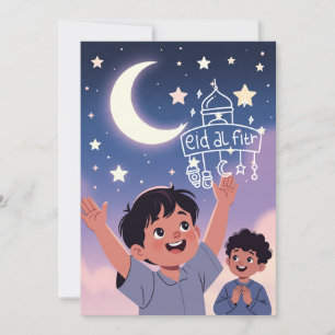 Tarjeta Festiva Ilustración linda de Eid al-Fitr