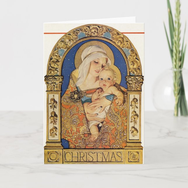 Tarjeta Festiva ilustracion navidades 1927, por J.C. Leyendecker (Anverso)