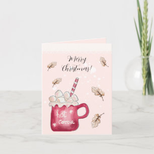 Tarjeta Festiva Ilustración navideña de cacao caliente adorable