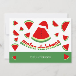 Tarjeta Festiva Ilustracion navideño Cute Melon Merry