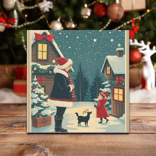 Tarjeta Festiva Ilustracion navideño vintage