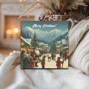 Tarjeta Festiva Ilustracion navideño vintage