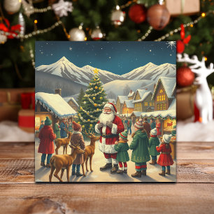 Tarjeta Festiva Ilustracion navideño vintage