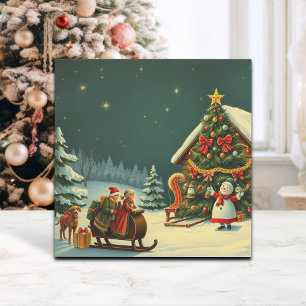 Tarjeta Festiva Ilustracion navideño vintage