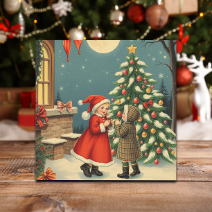 Tarjeta Festiva Ilustracion navideño vintage
