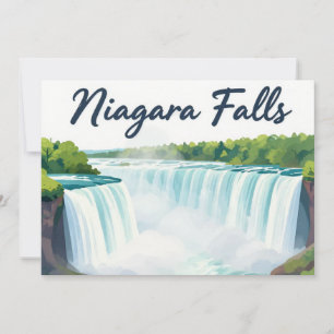 Tarjeta Festiva Ilustración paisajística pictórica de las catarata