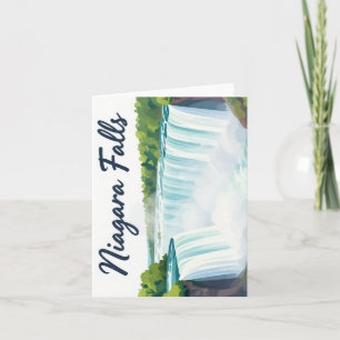 Tarjeta Festiva Ilustración paisajística pictórica de las catarata